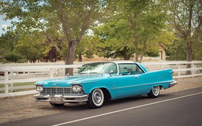 Chrysler Imperial, 1957, esterno, auto retr&#242;, blu retr&#242; coup&#233;, american vintage, auto, Chrysler