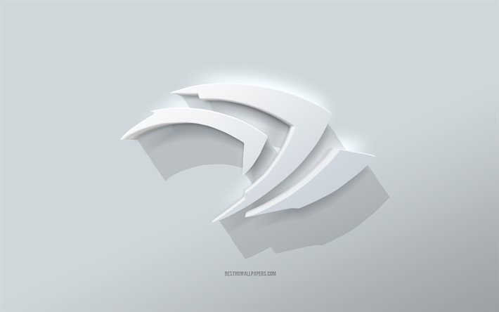 nvidia-logo, wei&#223;er hintergrund, nvidia 3d-logo, 3d-kunst, nvidia, 3d-nvidia-emblem