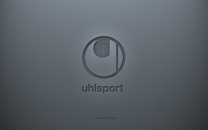 Logo Uhlsport, fond cr&#233;atif gris, embl&#232;me Uhlsport, texture papier gris, Uhlsport, fond gris, logo Uhlsport 3d