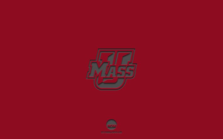 UMass Minutemen, viininpunainen tausta, amerikkalainen jalkapallojoukkue, UMass Minutemen -tunnus, NCAA, Massachusetts, USA, amerikkalainen jalkapallo, UMass Minutemen -logo