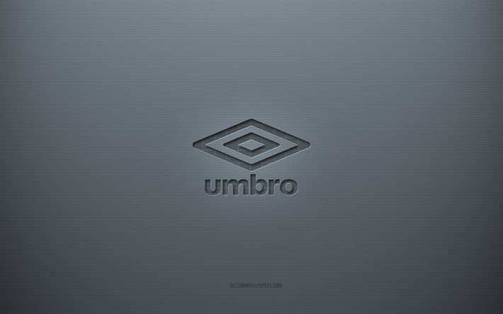 Logotipo da Umbro, plano de fundo cinza criativo, emblema da Umbro, textura de papel cinza, Umbro, plano de fundo cinza, logotipo 3D da Umbro