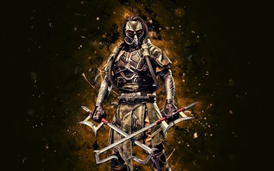 Kabal, 4k, luzes de n&#233;on marrons, Mortal Kombat Mobile, jogos de luta, MK Mobile, criativo, Mortal Kombat, Kabal Mortal Kombat