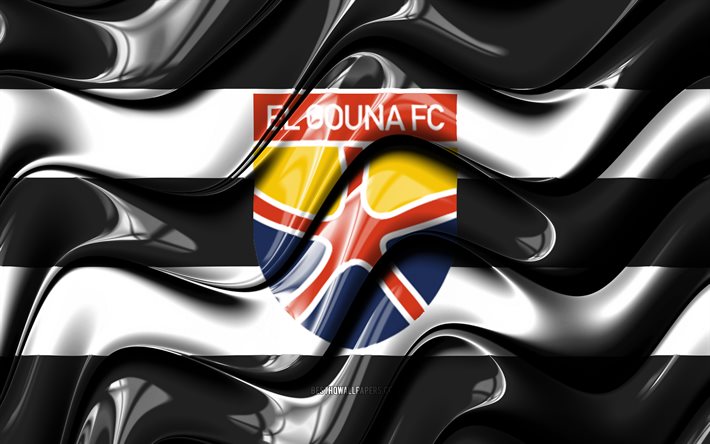 El Gouna flag, 4k, white and black 3D waves, EPL, egyptian football club, football, El Gouna logo, Egyptian Premier League, soccer, El Gouna FC