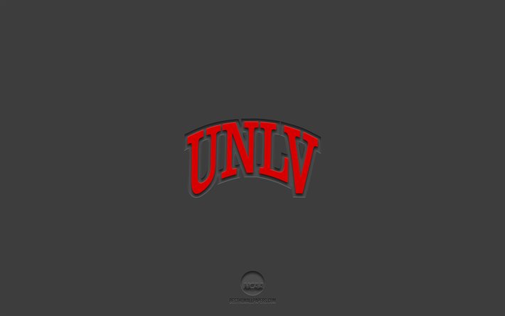 UNLV Rebels, harmaa tausta, amerikkalainen jalkapallojoukkue, UNLV Rebels -tunnus, NCAA, Las Vegas, USA, amerikkalainen jalkapallo, UNLV Rebels logo
