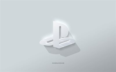 PS logo, PlayStation, add background, PS 3D logo, 3D art, PS, PlayStation logo, 3D PS emblems