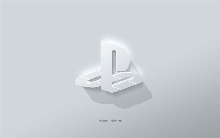 Logo PS, PlayStation, aggiungi sfondo, logo PS 3D, grafica 3D, PS, logo PlayStation, emblemi PS 3D