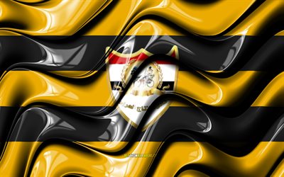 Bandeira El Entag El Harby, 4k, ondas 3D amarelas e pretas, EPL, clube de futebol egípcio, futebol, logotipo El Entag El Harby, Premier League egípcia, El Entag El Harby FC, El Entag El Harby SC