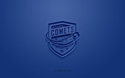 Utica Comets, creative 3D logo, blue background, AHL, 3d emblem, American Hockey Team, American Hockey League, New York, USA, 3d art, hockey, Utica Comets 3d logo
