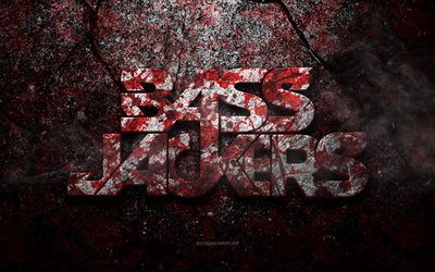 Bassjackers logo, grunge art, Bassjackers stone logo, red stone texture, Bassjackers, grunge stone texture, Bassjackers emblem, Bassjackers 3d logo