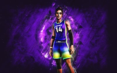 Fortnite Splash Specialist Skin, Fortnite, personnages principaux, fond de pierre violette, Splash Specialist, Skins Fortnite, Splash Specialist Skin, Splash Specialist Fortnite, Personnages Fortnite