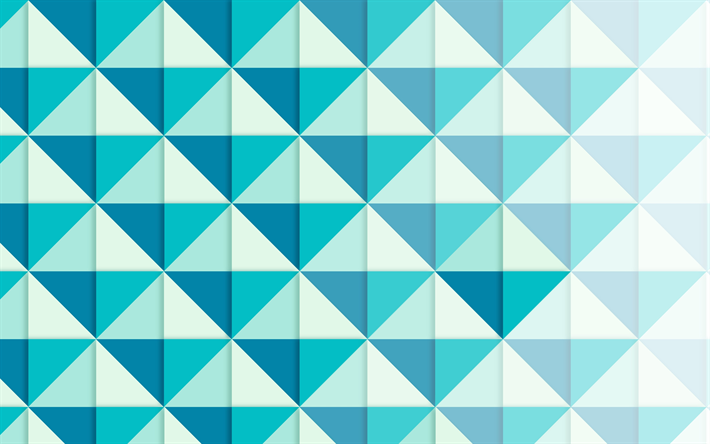 4k, triangolare di astrazione, astrazione blu, geometriche luminose forme