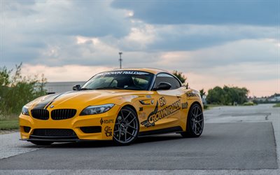 BMW Z4, 2017, E89, Yellow Z4, sports coupe, tuning Z4, black wheels, German cars, BMW
