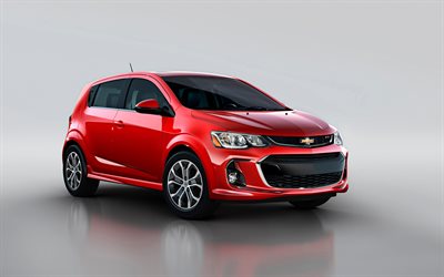 Chevrolet Sonic, 2018, red hatchback, new cars, American cars, Chevrolet