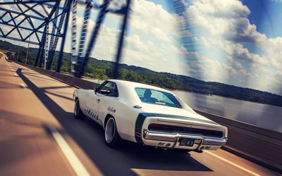 Dodge Charger de 1970, coches, coches retro, blanco Charger, Dodge