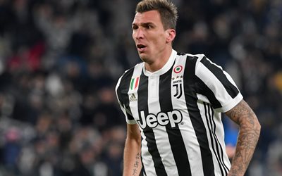 Mario Mandzukic, Juventus, calciatore croato, avanti, 4k, il nuovo stemma della Juventus, in Italia, in Serie A