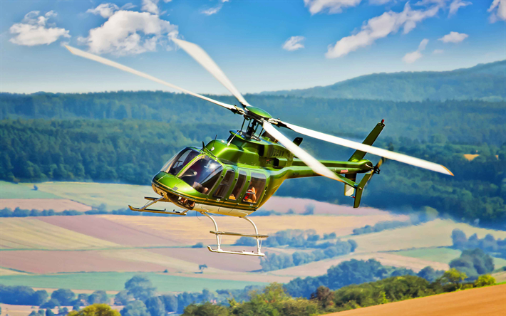 Bell 407, 4k, l&#39;aviazione civile, Bell, Bell Helicopter Textron