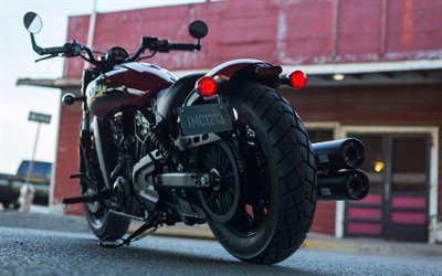 Indian Scout Bobber, 2018, red motorcycle, rear view, luxury motorcycle