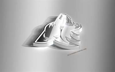 Arizona Coyotes, 3D steel logo, American Hockey Club, 3D emblem, NHL, Glendale, Arizona, USA, National Hockey League, Arizona Coyotes metal emblem, hockey, creative 3d art