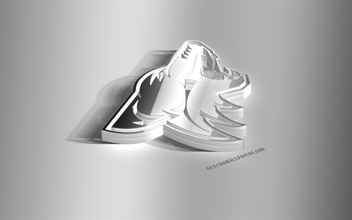 Arizona Coyotes, 3D acier logo Am&#233;ricaine de Hockey Club, 3D, embl&#232;me de la LNH, &#224; Glendale, Arizona, &#233;tats-unis, la Ligue Nationale de Hockey, en Arizona Coyotes embl&#232;me m&#233;tallique, de hockey, de cr&#233;ation 3d art