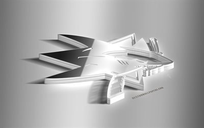 サンノゼサメ, 3Dロゴ鋼, アメリカのホッケークラブ, 3Dエンブレム, ヴ, サンノゼ, カリフォルニア, 米国, 国立ホッケーリーグ, サンノゼのサメの金属エンブレム, ホッケー, 創作3dアート