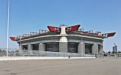 San Siro, De Giuseppe Meazza, Italiensk fotboll stadion, Milano, Italien, AC Milan, Internationella FC, arenor