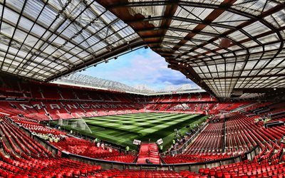 Manchester United Stadium, 4k, le football, un stade vide, Old Trafford, le stade de football du Manchester United FC