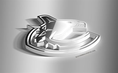 Vancouver Canucks, 3D steel logo, Canadian Hockey Club, 3D emblem, NHL, Vancouver, British Columbia, Canada, USA, National Hockey League, Anaheim Ducks metal emblem, hockey, creative 3d art