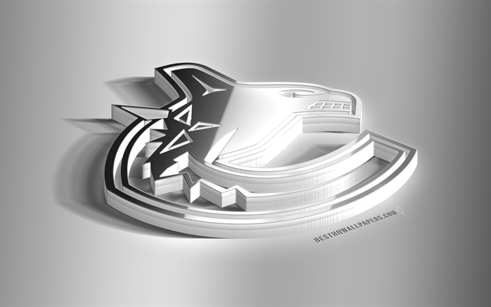 Vancouver Canucks, 3D-st&#229;l logotyp, Kanadensisk Hockey Club, 3D-emblem, NHL, Vancouver, British Columbia, Kanada, USA, National Hockey League, Anaheim Ducks metall emblem, hockey, kreativa 3d-konst