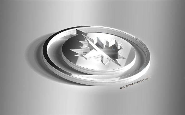Winnipeg Jets, 3D-ter&#228;s logo, Canadian Hockey Club, 3D-tunnus, NHL, Las Winnipeg, Manitoba, Kanada, USA, National Hockey League, Anaheim Ducks metalli-tunnus, j&#228;&#228;kiekko, luova 3d art