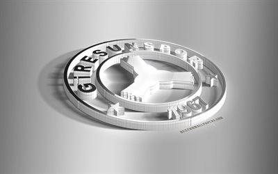Giresunspor, 3D de acero logotipo, turco, club de f&#250;tbol, 3D emblema, Giresun, Turqu&#237;a, TFF First League, 1 Lig, Giresunspor emblema de metal, f&#250;tbol, creativo, arte 3d