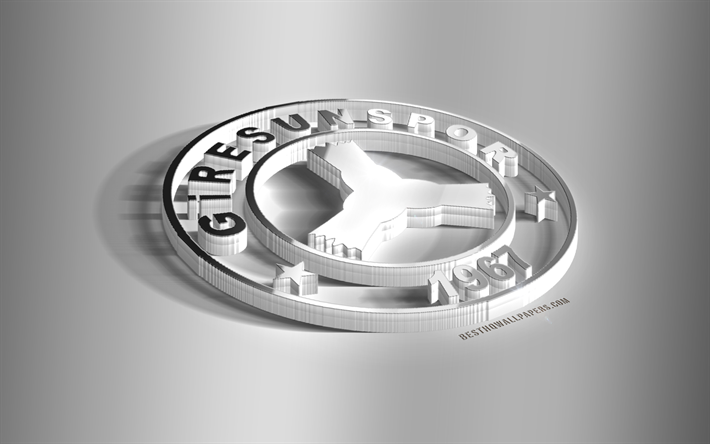 Giresunspor, 3D steel logo, Turkish football club, 3D emblem, Giresun, Turkey, TFF First League, 1 Lig, Giresunspor metal emblem, football, creative 3d art