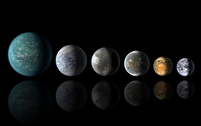 sistema solar, 4k, Venus, Plut&#243;n, Urano, la Tierra, Marte, Neptuno, J&#250;piter, Mercurio, planetarios de la serie, los fondos negros, planetas, galaxias, sci-fi, una nave espacial