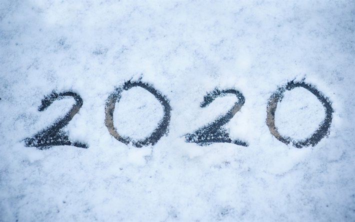 Hyv&#228;&#228; Uutta Vuotta 2020, kirjoitus lumessa, lumen rakenne, 2020 k&#228;sitteit&#228;, 2020 uusi vuosi, talvi