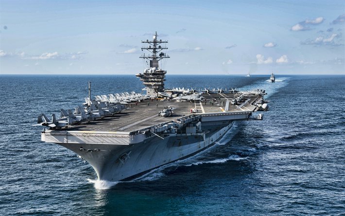 USS Dwight D Eisenhower, CVN-69, 4k, aircraft carrier, Ike, United States Navy, US army, battleship, US Navy, Nimitz-class, USS Dwight D Eisenhower CVN-69