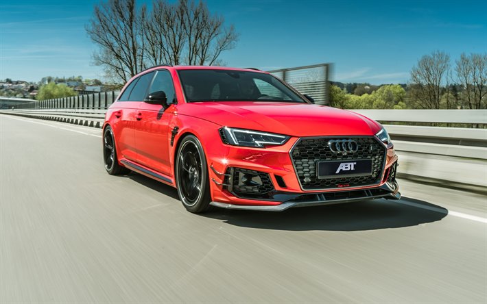 Audi RS4, 2018, ABT Sportsline, red station wagon, RS4-R ABT, tuning RS4, german cars, Audi