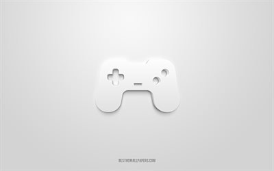 Playstation 3d icon, white background, 3d symbols, Playstation, Games icons, 3d icons, Playstation sign, Games 3d icons, PS4 3d icon
