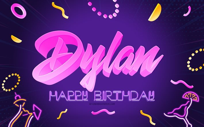 Download wallpapers Happy Birthday Dylan, 4k, Purple Party Background, Dylan,  creative art, Happy Dylan birthday, Dylan name, Dylan Birthday, Birthday  Party Background for desktop free. Pictures for desktop free