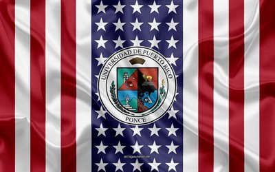 University of Puerto Rico at Ponce Emblem, American Flag, University of Puerto Rico at Ponce logo, Ponce, Puerto Rico, USA, University of Puerto Rico at Ponce