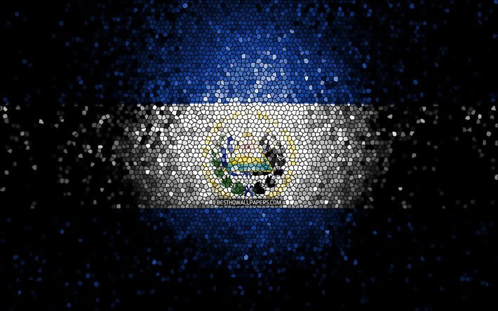 El Salvadors flagga, mosaikkonst, Nordamerikanska l&#228;nder, nationella symboler, Salvadors flagga, konstverk, Nordamerika, El Salvador