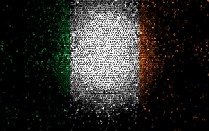 Drapeau irlandais, art de la mosa&#239;que, pays europ&#233;ens, drapeau de l&#39;Irlande, symboles nationaux, œuvres d&#39;art, Europe, Irlande