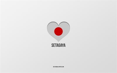 Setagaya&#39;yı seviyorum, Japon şehirleri, gri arka plan, Setagaya, Japonya, Japon bayrağı kalp, favori şehirler, Setagaya&#39;yı Seviyorum