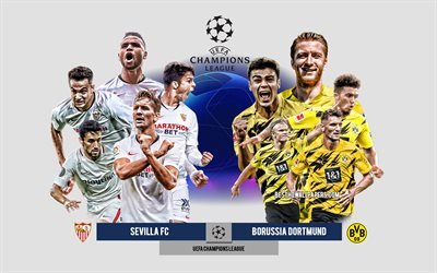 Sevilla FC vs Borussia Dortmund, Eighth-finals, UEFA Champions League, Preview, promotional materials, football players, Champions League, football match, Sevilla FC, Borussia Dortmund