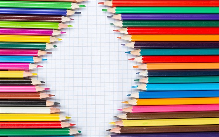 أقلام الرصاص الملونة, خلفية المدرسة, pencils, مفاهيم اختيار اللون, مفاهيم المدرسة