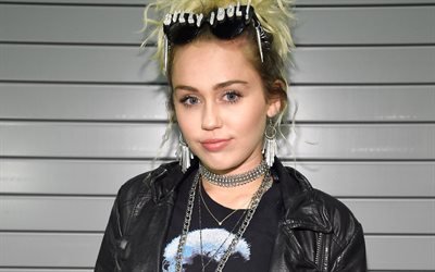 Miley Cyrus, cantante americana, servizio fotografico, giacca di pelle nera, cantanti popolari