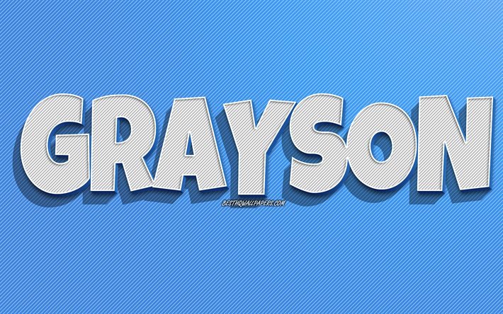 Grayson, sinisen viivan tausta, taustakuvat nimill&#228;, Graysonin nimi, miesten nimet, Graysonin onnittelukortti, viivapiirros, kuva Graysonin nimell&#228;