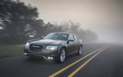 Chrysler 300, 2017 cars, road, fog, american cars, Chrysler