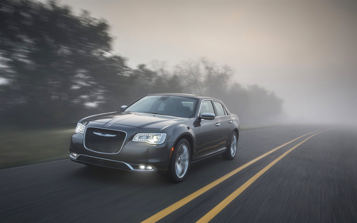 Chrysler 300, en 2017, les voitures, la route, le brouillard, les voitures am&#233;ricaines, Chrysler