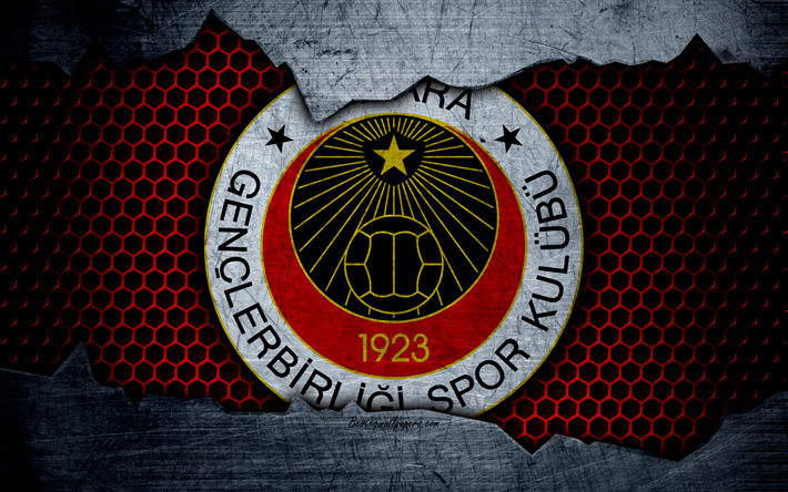 Genclerbirligi, 4k, logo, Super Lig, soccer, football club, grunge, Genclerbirligi FC, art, metal texture