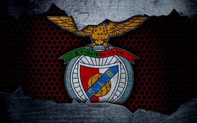 Benfica FC, football club, logo, Benfica emblem, Lisbon, Portugal, football, Portuguese championship, metal texture, grunge