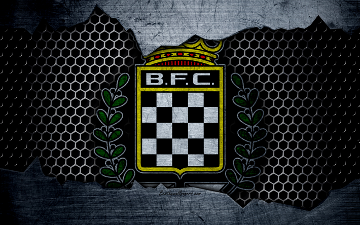 Boavista FC, football club, logotyp, Boavista-emblem, Porto, Portugal, fotboll, Portugisiska m&#228;sterskapen, metall textur, grunge